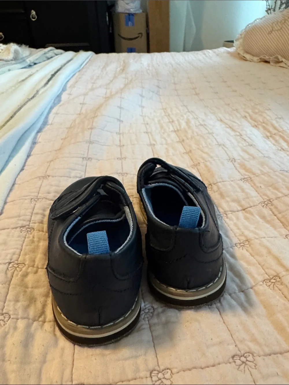 Cat & Jack Boys Navy Dress Shoes with Hook-and-Loop Straps
